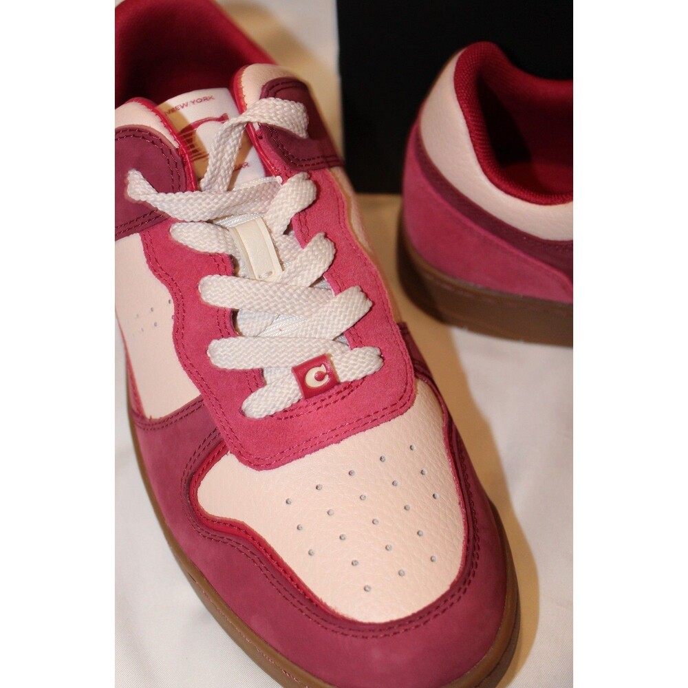 Coach C201 Suede Leather Low Top Sneakers SZ‎ 9 NIB PINK - Picture 3 of 8